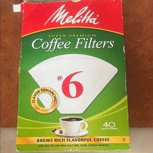 #6 White Cone Coffee Filters - 40 Count